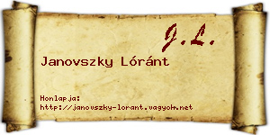 Janovszky Lóránt névjegykártya